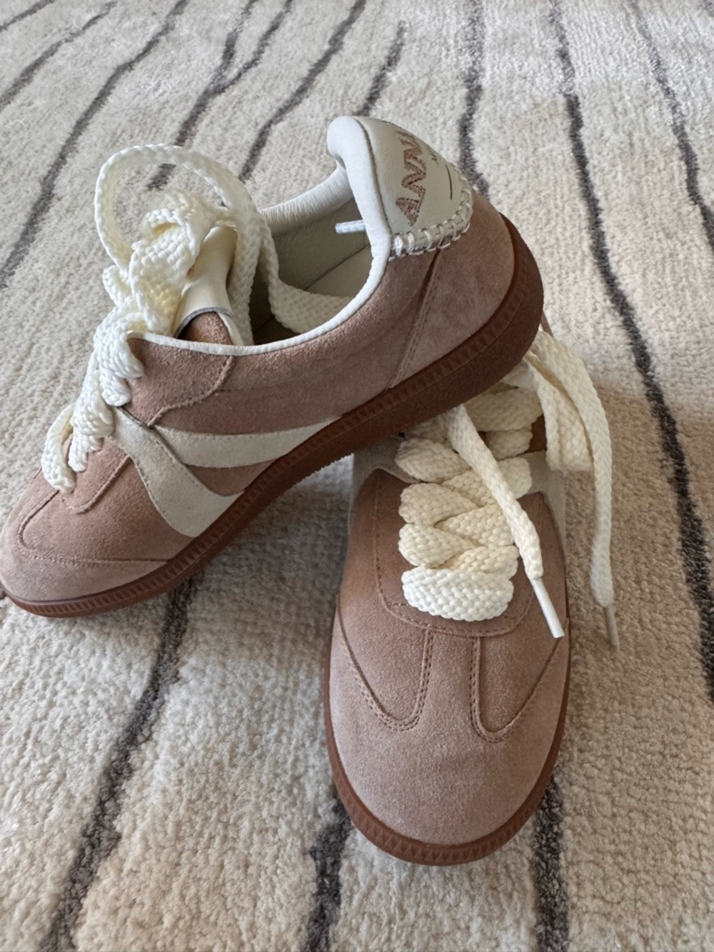 New - Women’s  Tan Suede Sneakers with Cream Laces